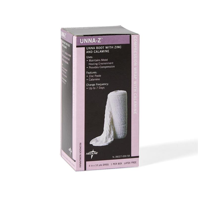 Medline NONUNNA4 Unna-Z Zinc Oxide and Calamine Unna Boot Bandage, 4 inch  by 10 yards, Box of 12 bandages
